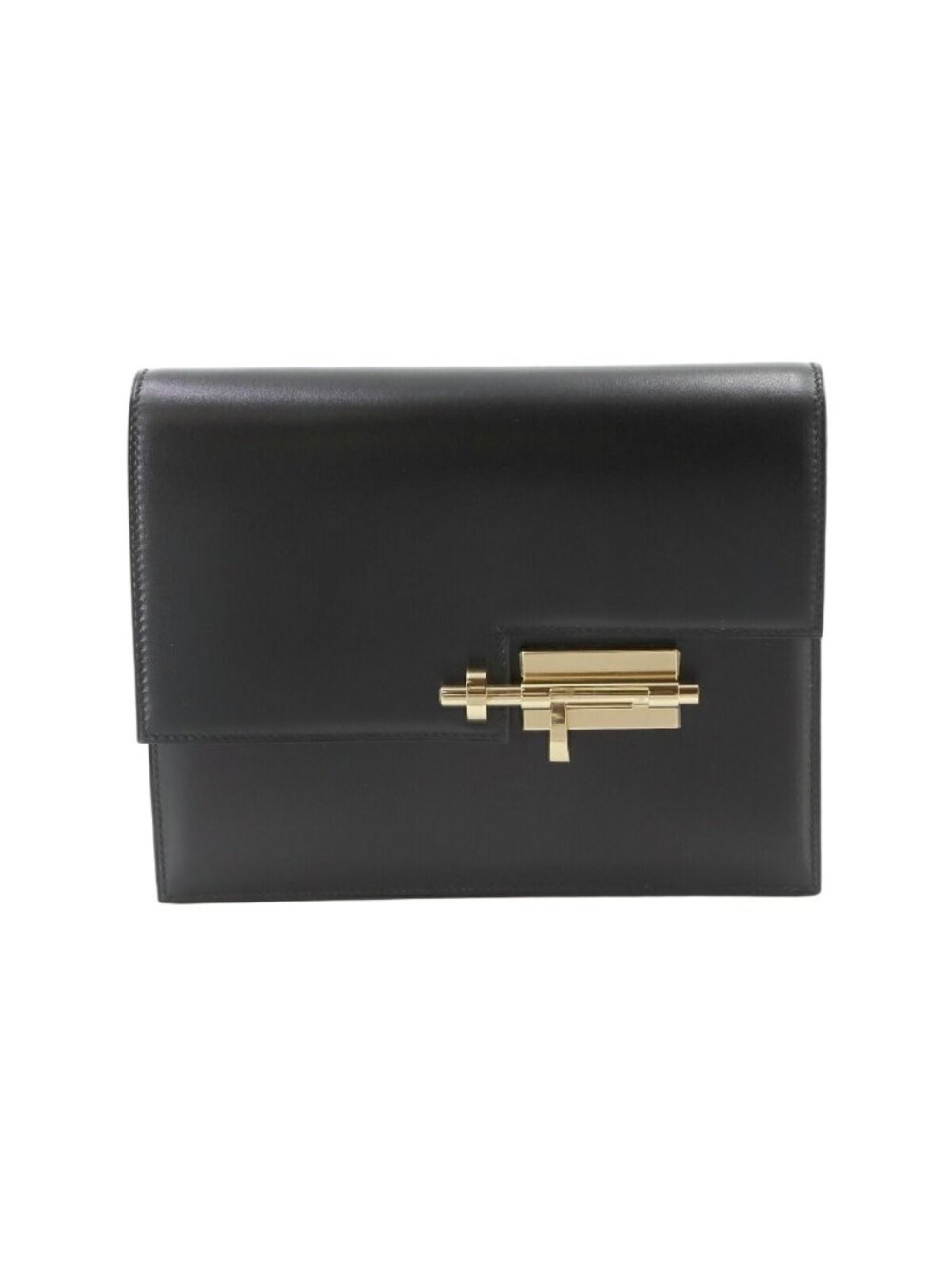 Hermes Verrou Clutch Box Calf Black Gold